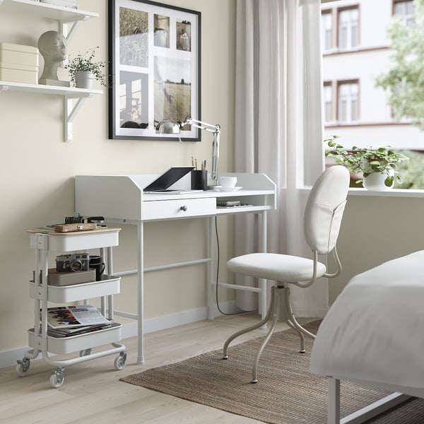 RÅSKOG / NORRÅVA trolley with lid, white, 28x38x61 cm