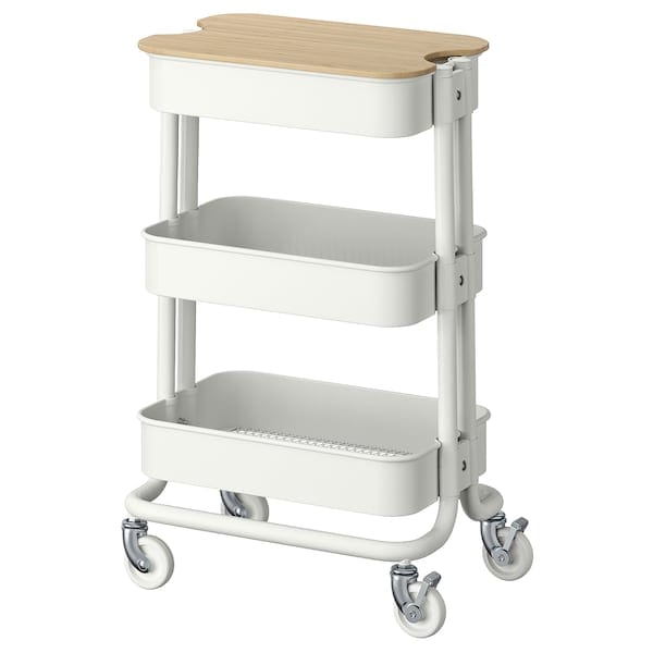 RÅSKOG / NORRÅVA - Trolley with lid, white, 28x38x61 cm