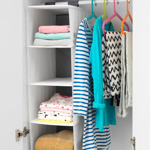 RASSLA storage with 5 compartments, white, 25x40x98 cm