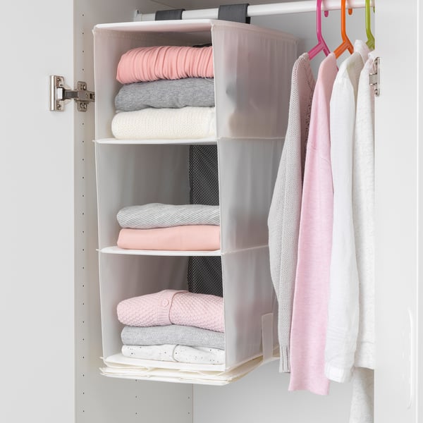RASSLA storage with 5 compartments, white, 25x40x98 cm