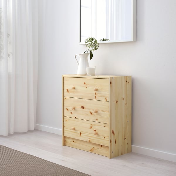 RAST Chest of drawers with 3 drawers - pine 62x70 cm , 62x70 cm