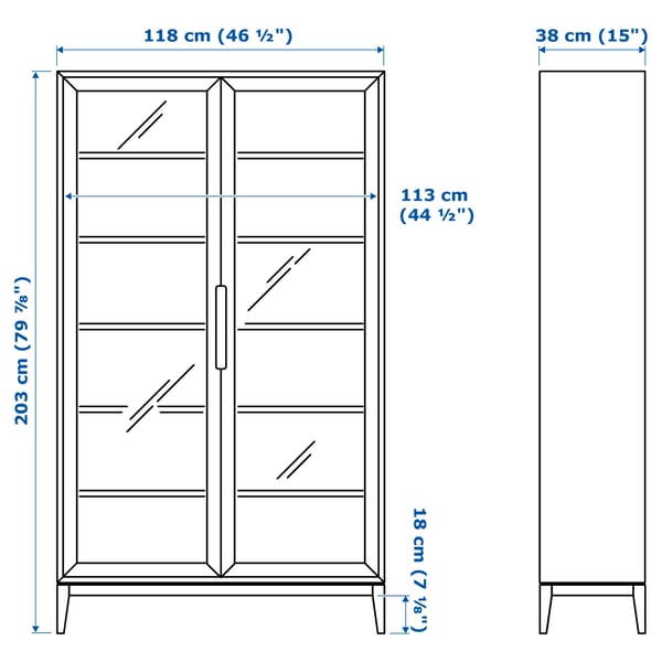 REGISSÖR - REGISSÖR Glass-door cabinet, white, 118x203 cm