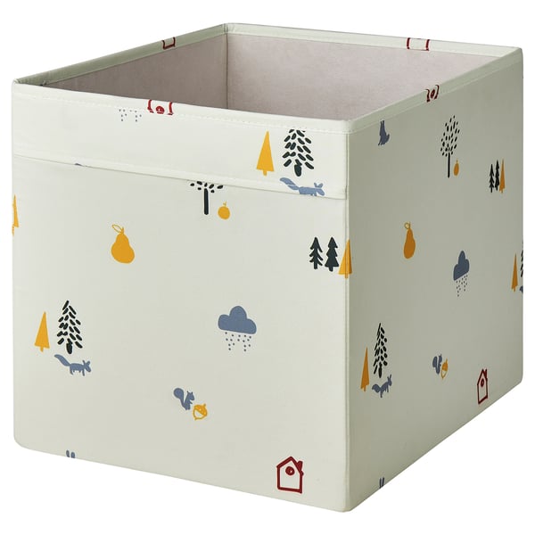 REGNBROMS box, forest animal pattern/multicolour, 33x38x33 cm