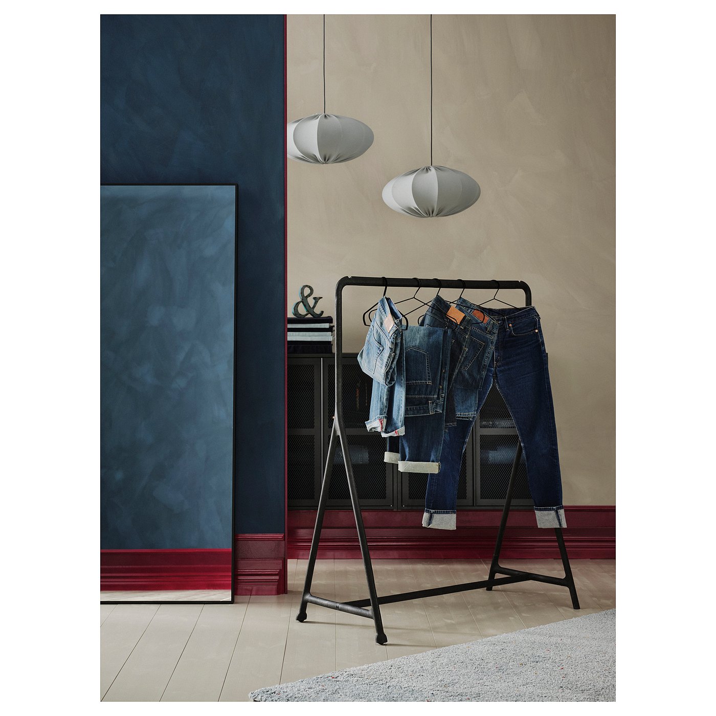 REGNSKUR / HAVSDJUP pendant lamp, turquoise/white, 52 cm