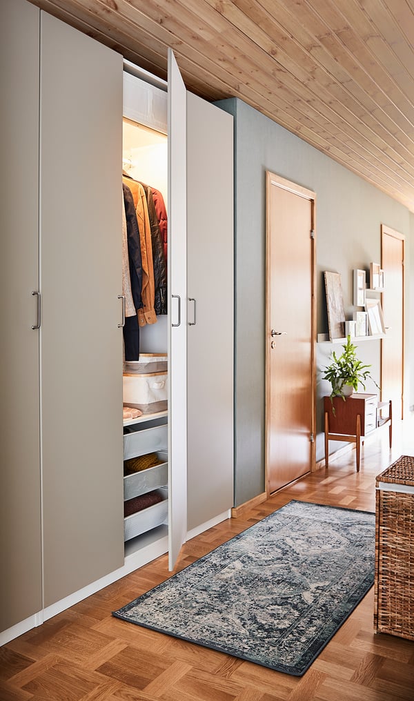 REINSVOLL door with hinges, grey-beige, 50x229 cm