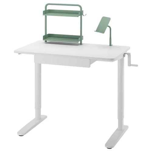 RELATERA desk combination sit/stand, white/light grey-green, 90x60 cm
