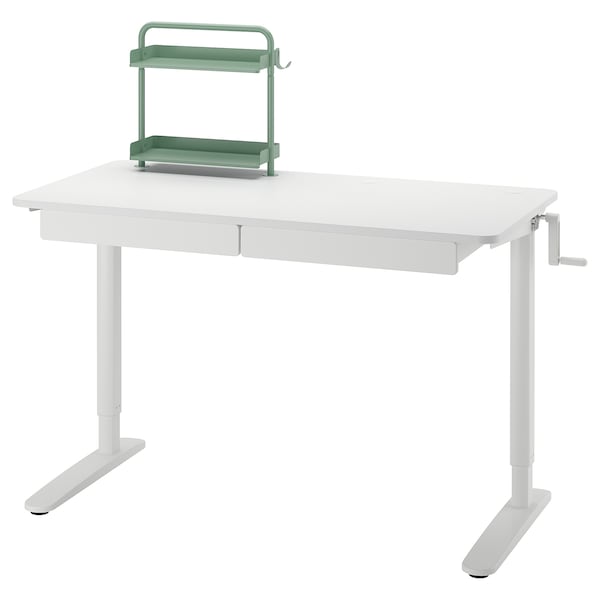 RELATERA - Desk combination sit/stand, white/light grey-green, 117x60 cm