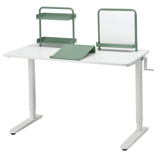 Ikea RELATERA - Desk combination sit/stand, white/light grey-green, 117x60 cm