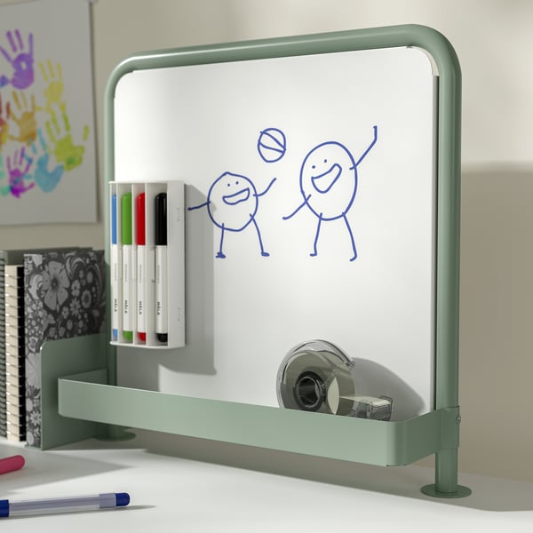 RELATERA - RELATERA Desk combination sit/stand, white/light grey-green, 117x60 cm