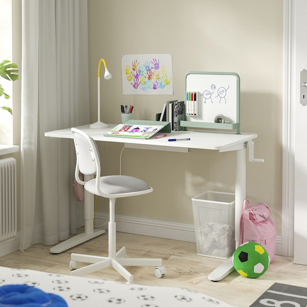 RELATERA - Desk combination sit/stand, white/light grey-green, 117x60 cm