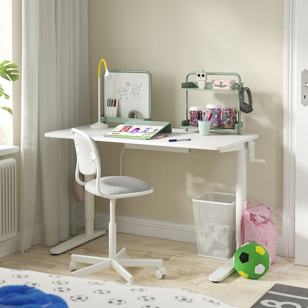 RELATERA - Desk combination sit/stand, white/light grey-green, 117x60 cm