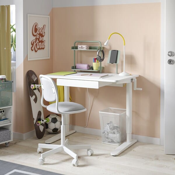 Ikea RELATERA - Desk combination sit/stand, white/light grey-green, 90x60 cm