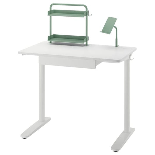 Ikea RELATERA - Desk combination, white/light grey-green, 90x60 cm