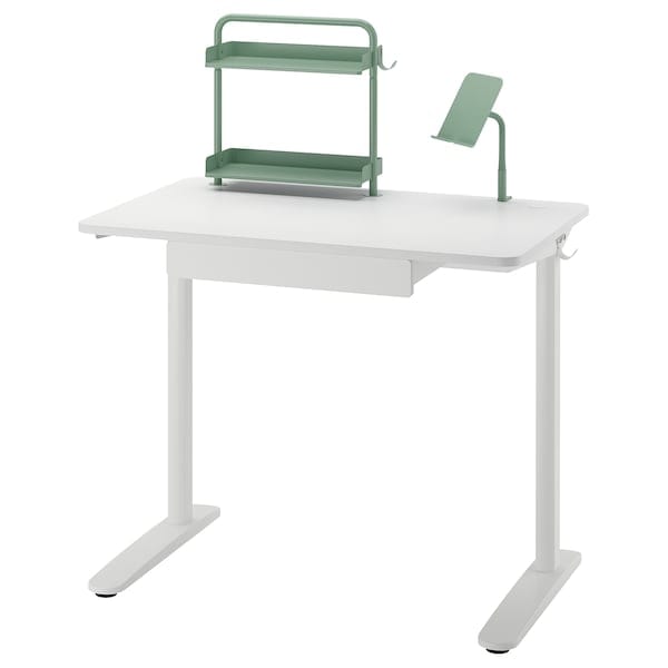 RELATERA - Desk combination, white/light grey-green, 90x60 cm