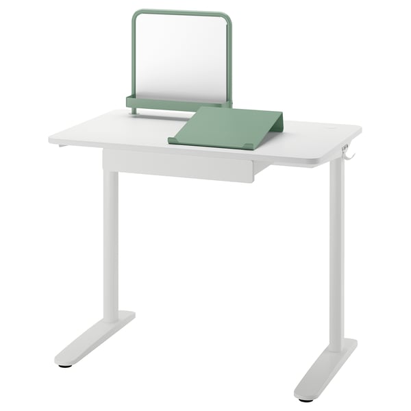 RELATERA desk combination, white/light grey-green, 90x75x60 cm