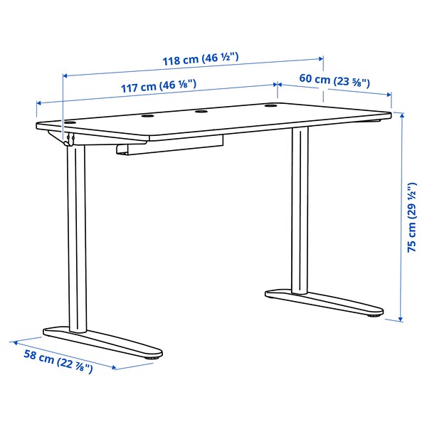 RELATERA desk combination, white/light grey-green, 117x60 cm
