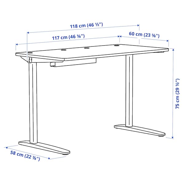 RELATERA - Desk combination, white/light grey-green, 117x60 cm