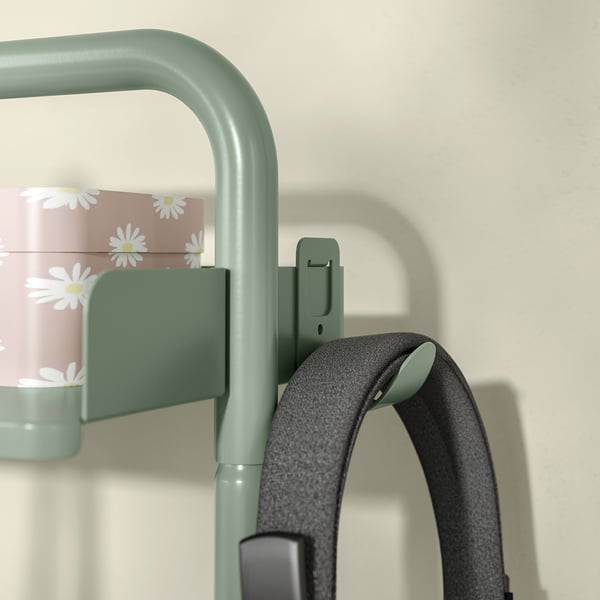 RELATERA desk combination, white/light grey-green, 117x60 cm