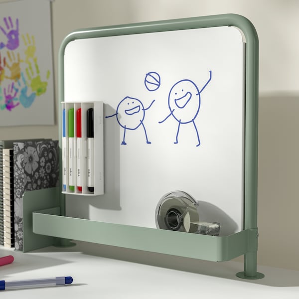 RELATERA desk combination, white/light grey-green, 117x60 cm