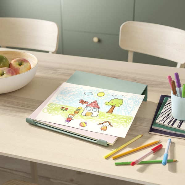 RELATERA desk combination, white/light grey-green, 117x60 cm