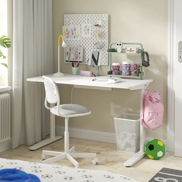 Ikea RELATERA - Desk combination, white/light grey-green, 117x60 cm
