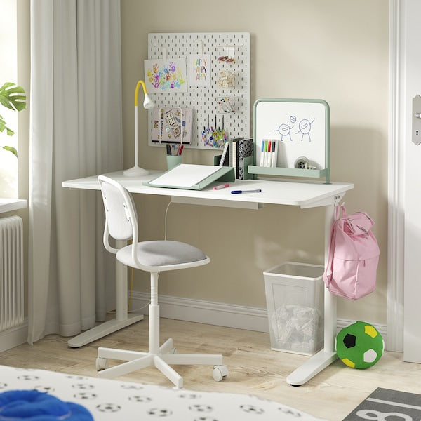 RELATERA - Desk combination, white/light grey-green, 117x60 cm