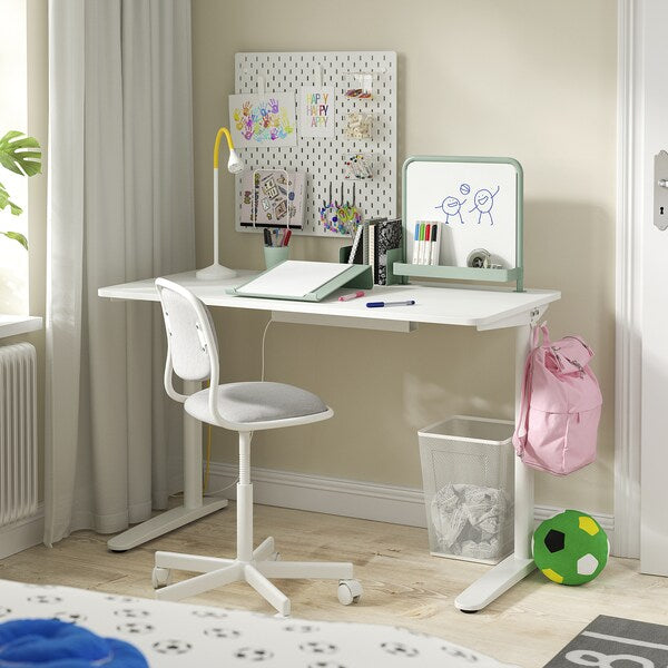 RELATERA - Desk combination, white/light grey-green, 117x60 cm