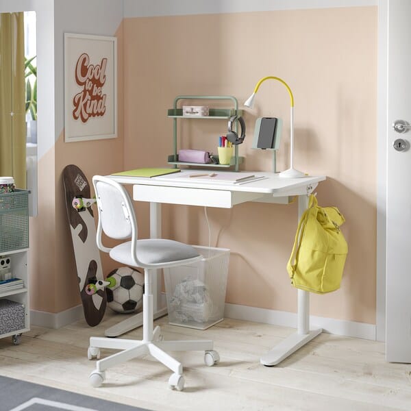 Ikea RELATERA - Desk combination, white/light grey-green, 90x60 cm