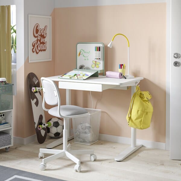 Ikea RELATERA - Desk combination, white/light grey-green, 90x60 cm