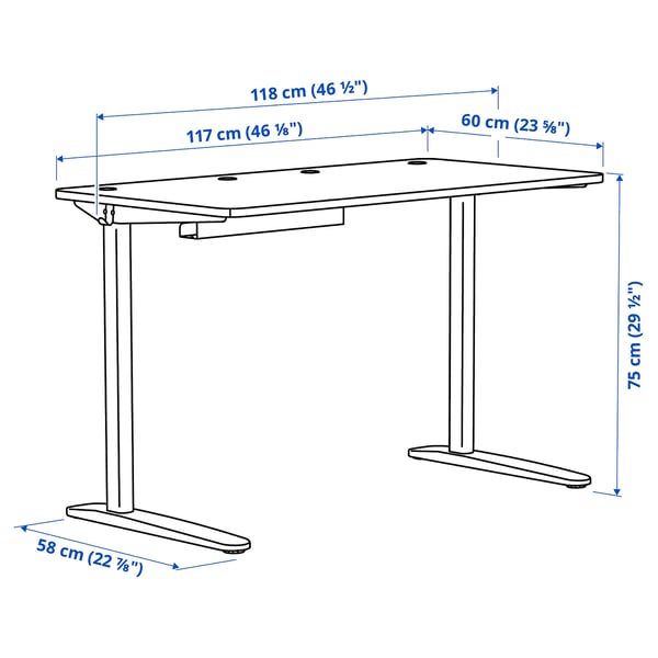 RELATERA desk combination, white, 117x60 cm