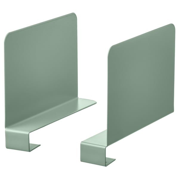 RELATERA book-end, light grey-green, 3x10x15 cm, 2 pack