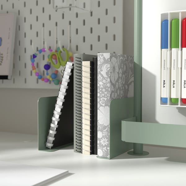 RELATERA book-end, light grey-green, 3x10x15 cm, 2 pack