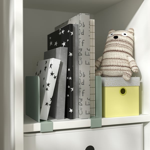 RELATERA book-end, light grey-green, 2 pieces, 2 pack