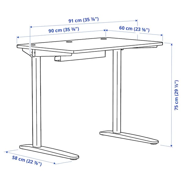 Ikea RELATERA - Desk, white, 90x60 cm