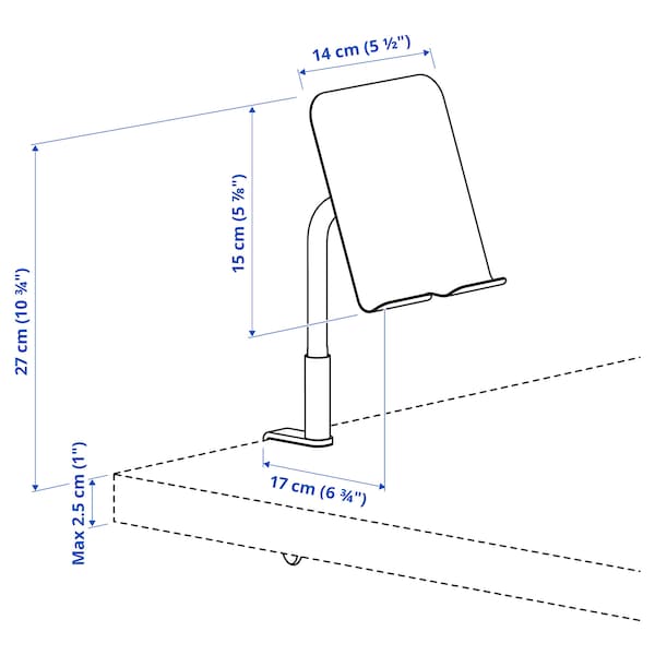 Ikea RELATERA - Phone/tablet holder, with clamp/light grey-green