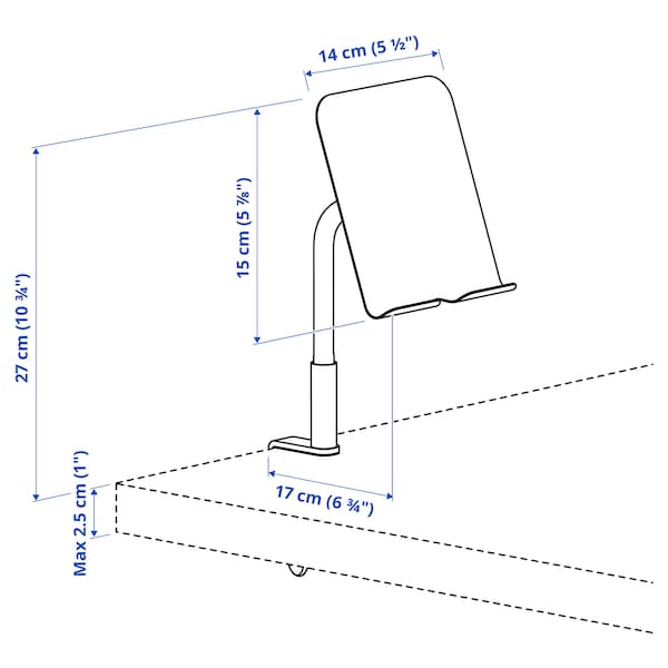 RELATERA - Phone/tablet holder, with clamp/light grey-green