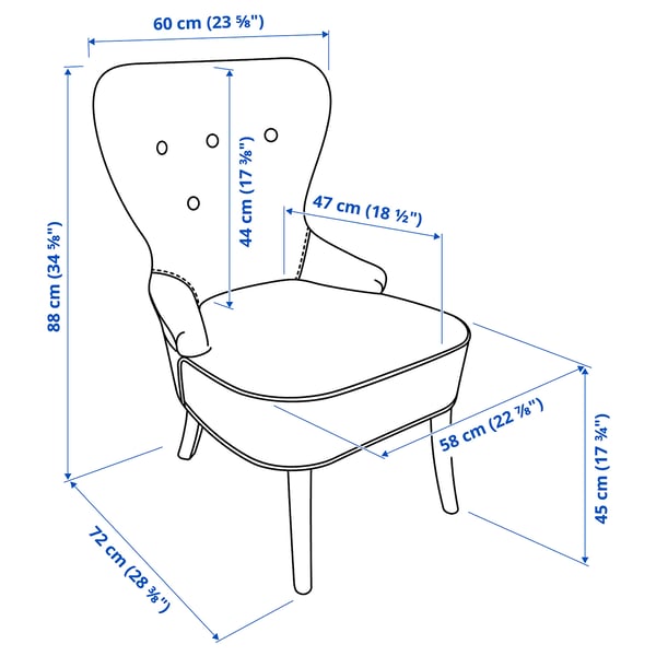 REMSTA armchair, Hakebo dark grey, 60x88x72 cm