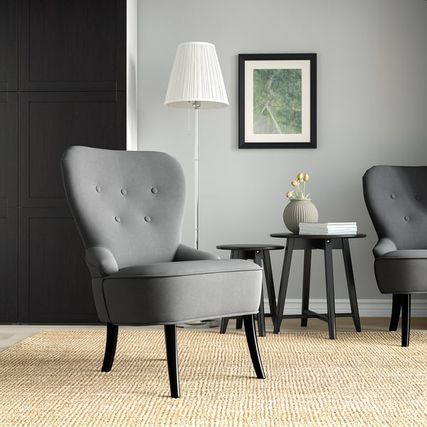 REMSTA armchair, Hakebo dark grey, 60x88x72 cm