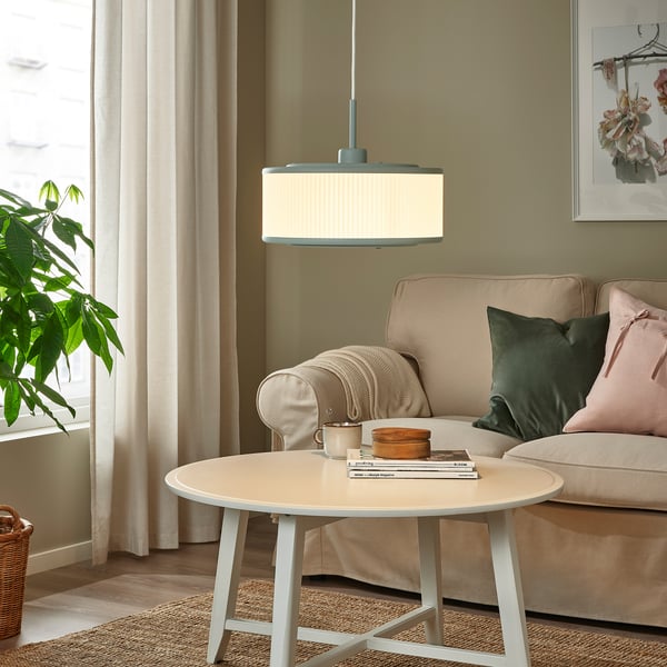 REMTÅNG - REMTÅNG Pendant lamp, grey-green, 38 cm