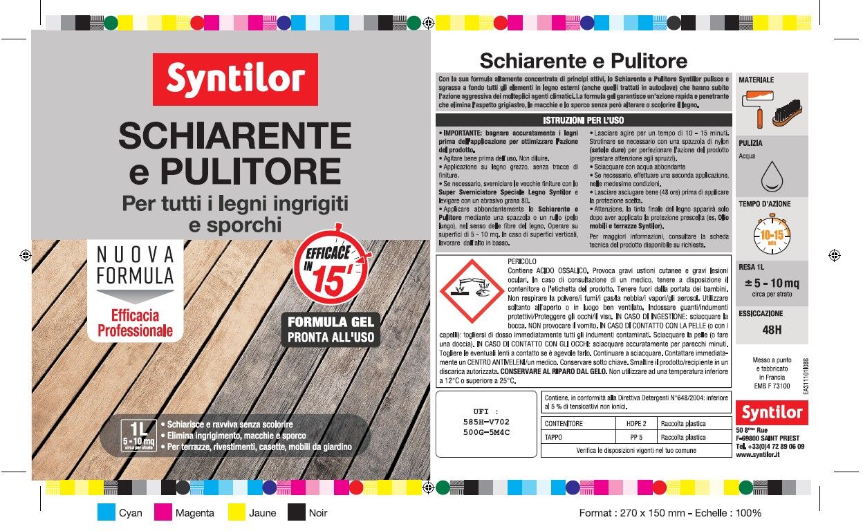 Syntilor water-based lightener for greyed wood, 1 litre
