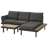 REVSKÄR 3-seat conversation set, outdoor anthracite/Frösön/Duvholmen dark grey, 211x65x130 cm