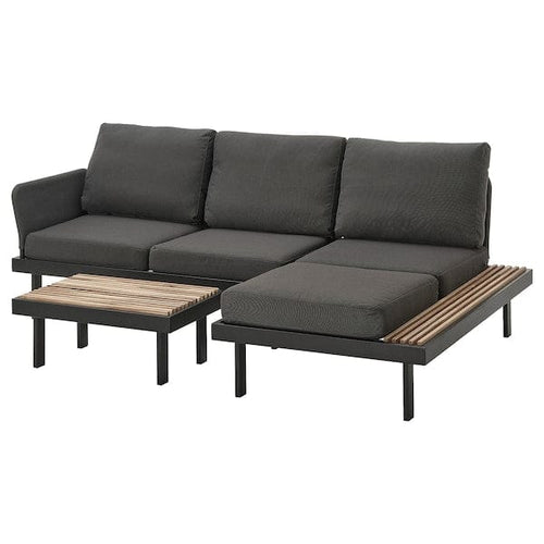 REVSKÄR 3-seat conversation set, outdoor anthracite/Frösön/Duvholmen dark grey, 69x45 cm