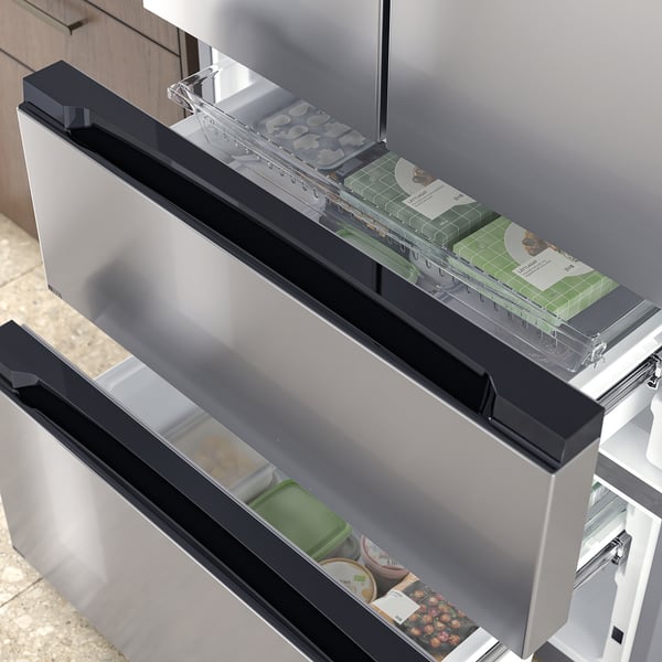 RIBBENÅS - Double door refrigerator/freezer, IKEA 700 freestanding/inox,347/169 l