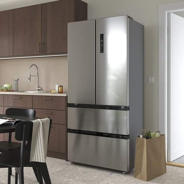 RIBBENÅS - Double door refrigerator/freezer, IKEA 700 freestanding/inox,347/169 l