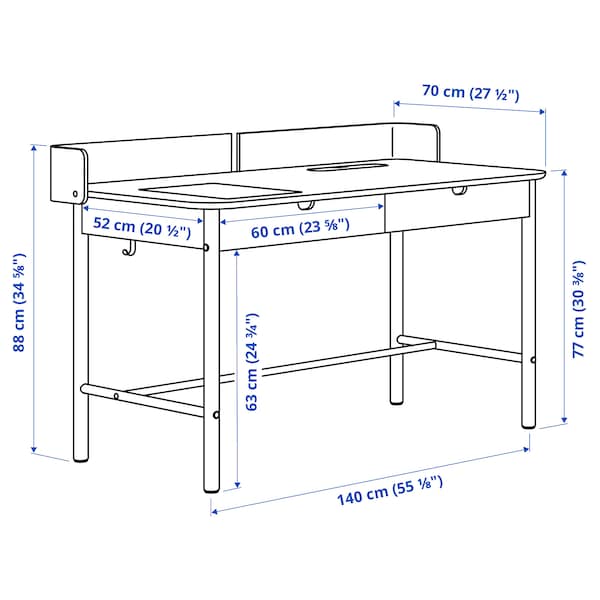 Ikea RIDSPÖ / BJÖRKBERGET - Desk and chair, anthracite/blue ,