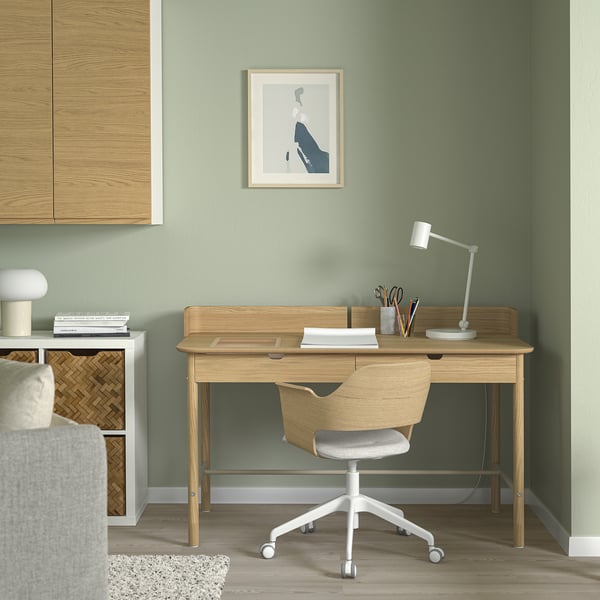 RIDSPÖ / FJÄLLBERGET desk and chair, oak beige