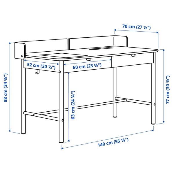 RIDSPÖ / LÅNGFJÄLL - Desk and chair, anthracite dark grey/black ,