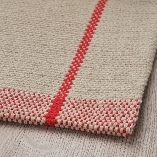 RIDSTIG rug, flatwoven, off-white/red, 170x240 cm