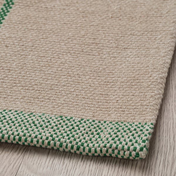 RIDSTIG - RIDSTIG Rug, flatwoven, off-white/green, 133x195 cm