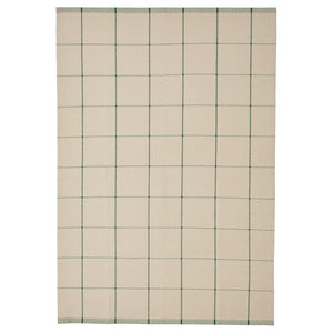 RIDSTIG rug, flatwoven, off-white/green, 133x195 cm